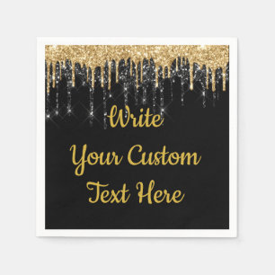 Black Gold Birthday Party Serviettes Anniversary Napkin