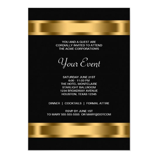black gold black corporate party event card zazzle ca