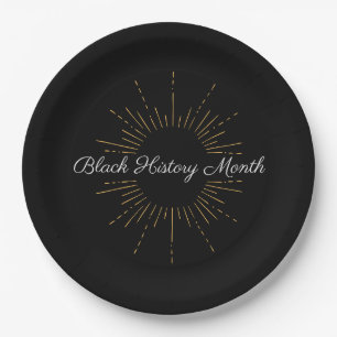Black & Gold Black History Month Paper Plate