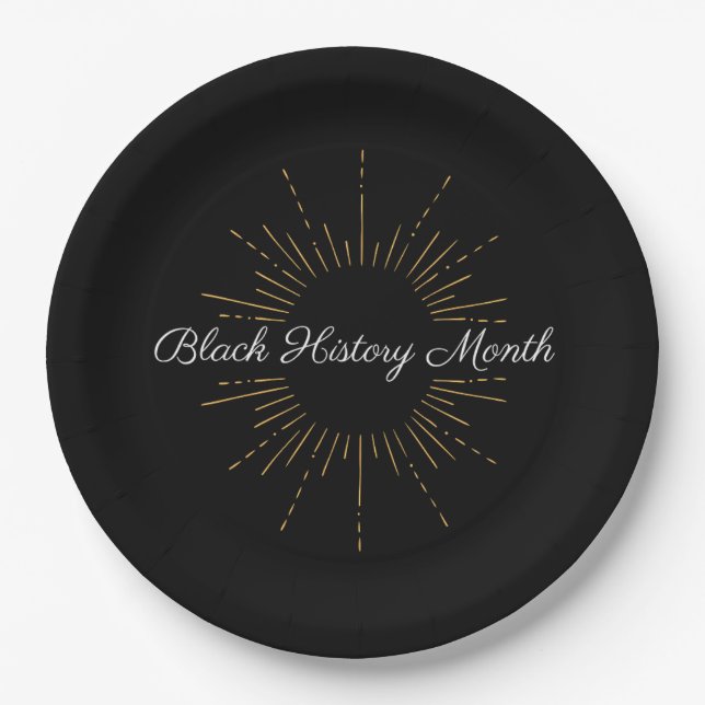 Black & Gold Black History Month Paper Plate (Front)