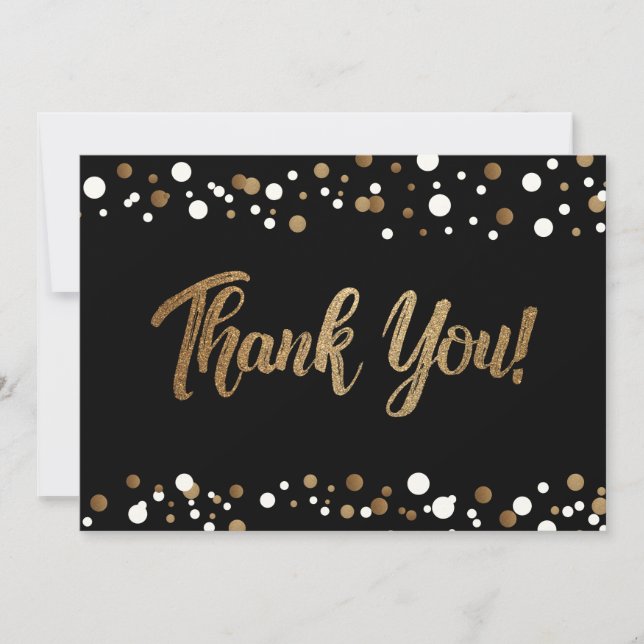 Black Gold blanc Confetti Graduation Merci (Devant)