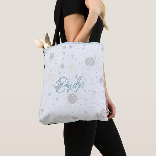 Black Gold Blue Celestial Bride Tote Bag (Close Up)