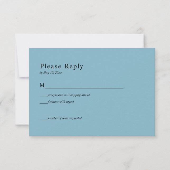 Black Gold Blue Celestial Wedding RSVP Card (Front)