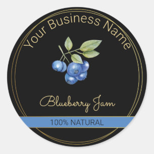 Black & Gold Blueberry Jam Product Label