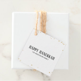 Black & Gold Bokeh Happy Hanukkah Favour Tags