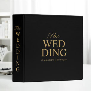 Black Gold Bold Wedding Typography Trendy Binder