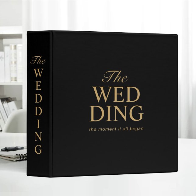 Black Gold Bold Wedding Typography Trendy Binder (Creator Uploaded)