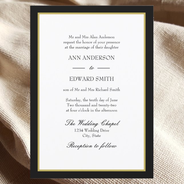 Black Gold Border - Bride Wedding Invitation (Creator Uploaded)