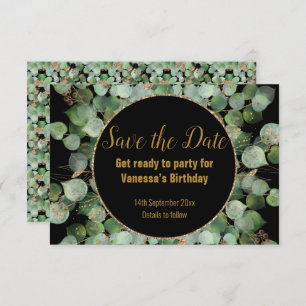 BLACK GOLD BOTANICAL SAVE THE DATE CIRCULAR  ANNOUNCEMENT