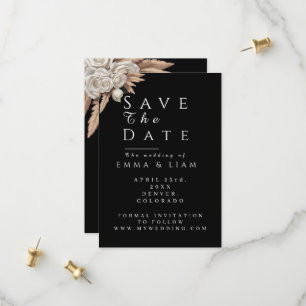 Black Gold Botanical White Rose Pampas Grass Save  The Date