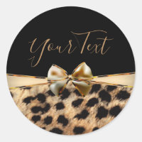 Black Gold Bow Leopard Cheetah Animal Print Favour