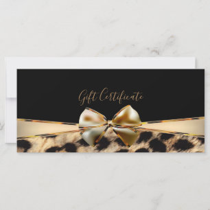 Black Gold Bow Leopard Cheetah Gift Certificate