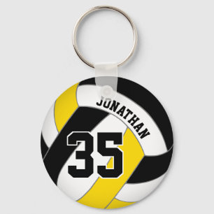 black gold boys' jersey number volleyball keychain