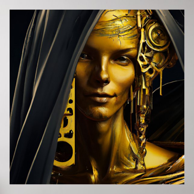 Black gold bronze women statue fantasy 7 poster (Front)