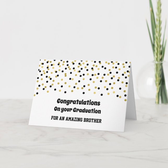 Black Gold Brother Congratulations Graduation Card (Front)