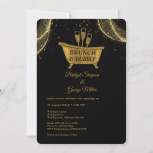 Black Gold Brunch & Bubbly Wedding Invitation