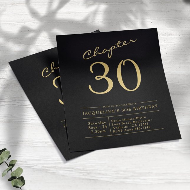 Black Gold Budget 30th Birthday Invitation Flyer (Creator Uploaded)