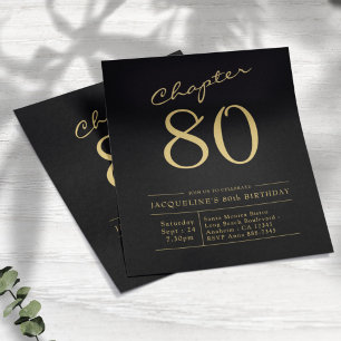 Black Gold Budget 80th Birthday Invitation Flyer
