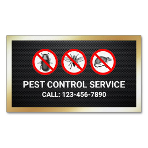 Black Gold Bugs Removal Pest Control Service Magnetic Business Card