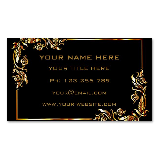 Black Gold Business Card Magnet Your Own Design (Front)