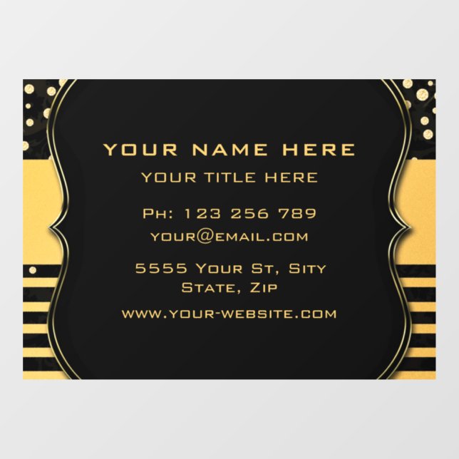 Black Gold Business Card Window Cling Template (Sheet)