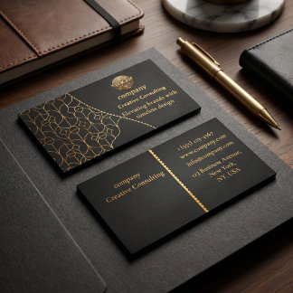 Black & Gold Business Card with Customizable Logo