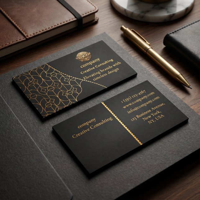 Black & Gold Business Card with Customizable Logo (Creator Uploaded)