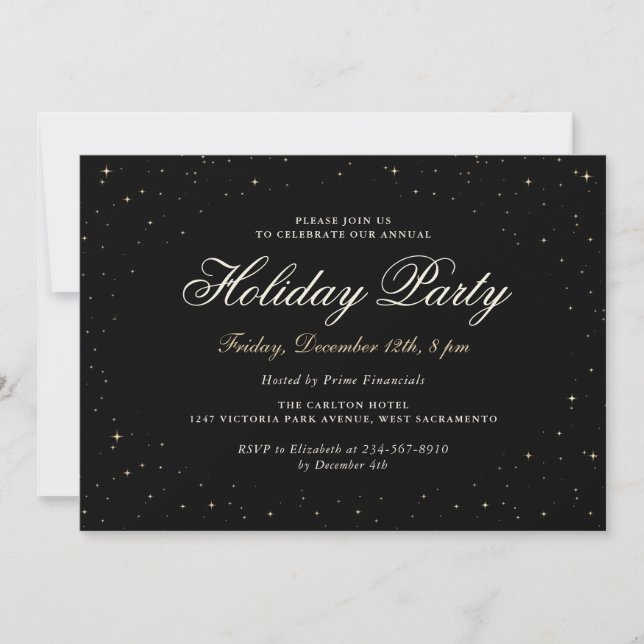 Black Gold Business Christmas Holiday Party Invitation (Front)