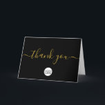 Black Gold business customer appreciation Custom Thank You Card<br><div class="desc">Express your gratitude and appreciation to your valued clients and customers with our Custom Simple Business Customer Appreciation Thank You Card. This card is the perfect way to acknowledge their continuous support and show them how much you value their business. Sleek black background with a yellow gold-hue text script for...</div>