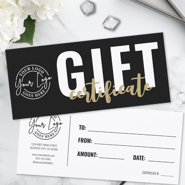 Black Gold Business Logo Gift Certificate (Logo Modern Black Gold Business Gift Certificate )
