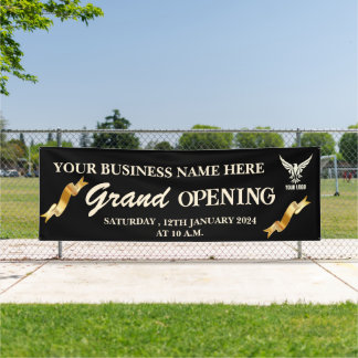 Black & Gold Business Logo Grand Opening  Banner