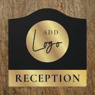 Black & Gold Business Logo Office Reception Door Sign