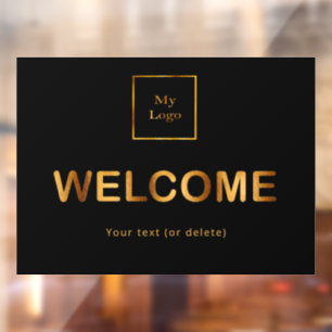 Black gold business logo welcome window cling