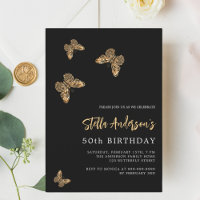 Black gold butterflies birthday