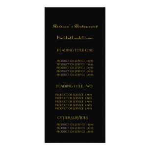 Black & Gold Calligraphy Business Pricing Service Rack Card
