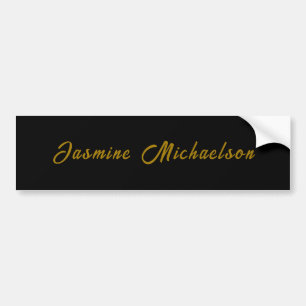 Black & Gold Calligraphy Minimalist Own Name Bumper Sticker