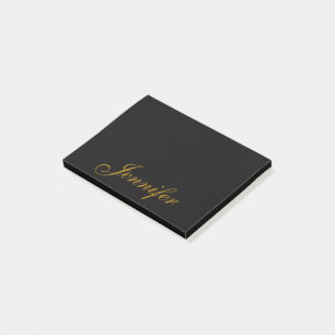 Black Gold Calligraphy Script Personalized  Post-it Notes