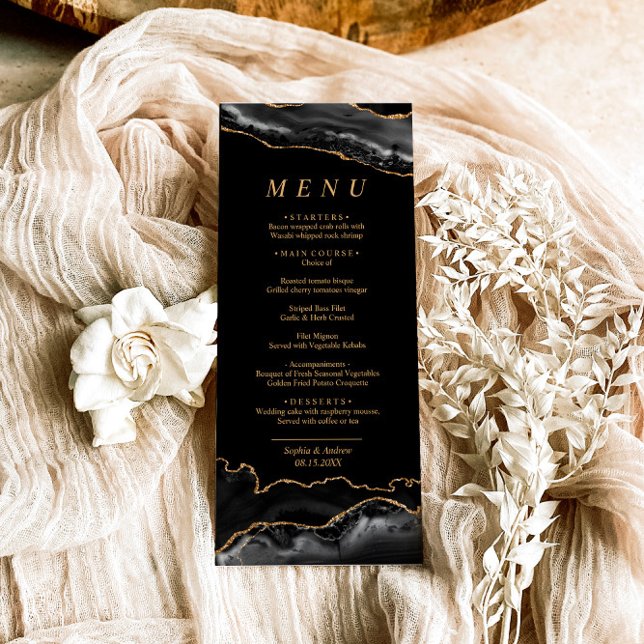 Black & Gold Calligraphy Wedding Menu (Creator Uploaded)
