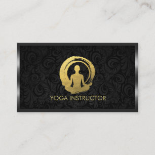 Black Gold Calligraphy Yoga Meditation ZEN Symbol Business Card