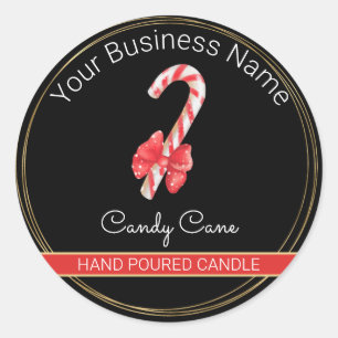Black & Gold Candy Cane Candle Product Label