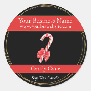 Black & Gold Candy Cane Candle Product Label