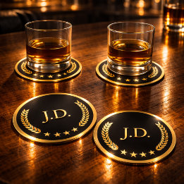 Black & Gold Casino – Bachelor or 40th Birthday Round Paper Coaster