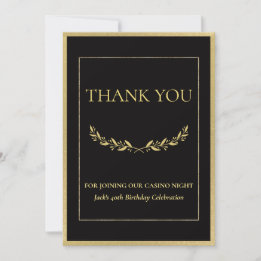 Black & Gold Casino Night Thank You Card