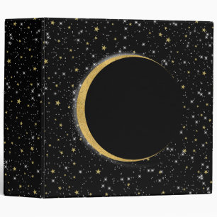Black & Gold Celestial Moon Magic Lunar Stars Binder