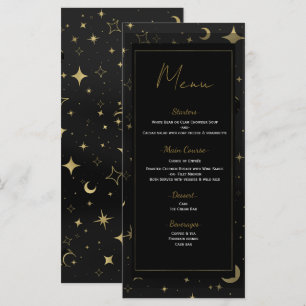 Black & Gold Celestial Moon Stars Wedding Menu