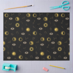 Black Gold Celestial Sun & Moon Zodiac Eye Tissue Paper