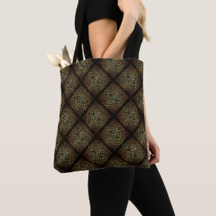 Black & Gold Celtic Knots Diamond Pattern Tote Bag