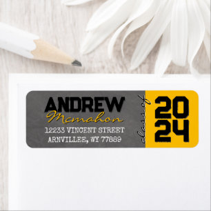 Black & Gold Chalkboard Graduation Adresse de reto