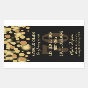 Black Gold Champagne Bubbles Birthday Label 750ml