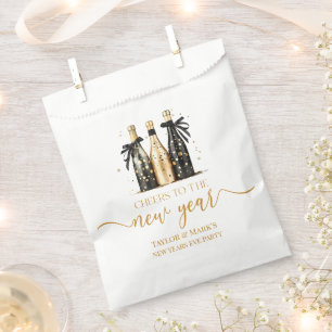 Black Gold Champagne Cheers New Years Eve Party Favour Bag